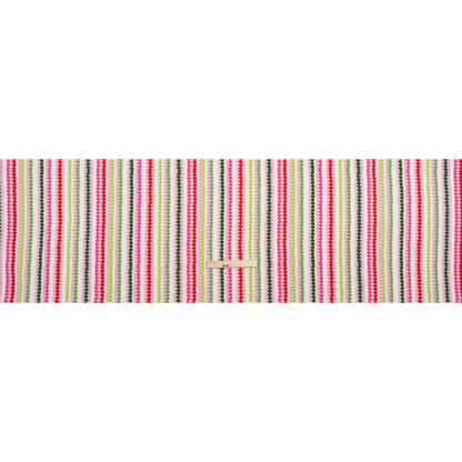 Stretch Polyester ITY Jersey - Pink, Green and White Dot Stripes - Deadstock