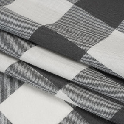Lightweight Cotton Twill - Off White and Charcoal Gray Buffalo Check - Deadstock