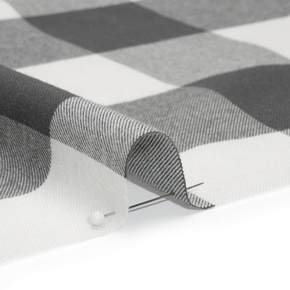 Lightweight Cotton Twill - Off White and Charcoal Gray Buffalo Check - Deadstock