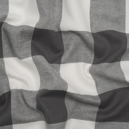 Lightweight Cotton Twill - Off White and Charcoal Gray Buffalo Check - Deadstock