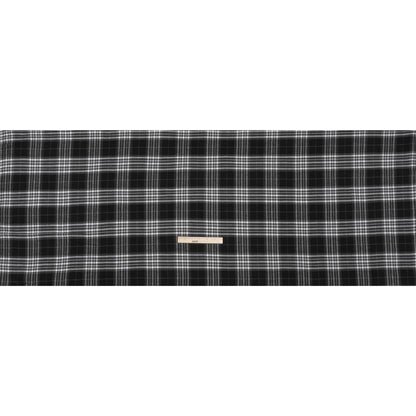 Cotton and Rayon Flannel Twill - Black, Charcoal and White Plaid - Deadstock