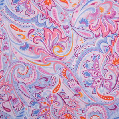 Stretch Rayon Jersey - Pink, Purple, and Periwinkle Paisley - Deadstock