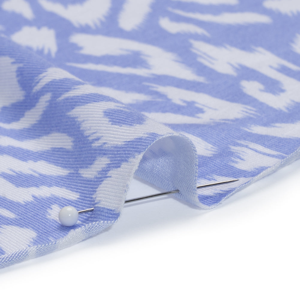 Stretch Rayon Jersey - Periwinkle and White Animal Spots - Deadstock - Detail