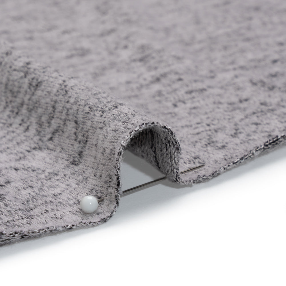 Stretch Rayon and Polyester Brushed Sweater Knit - Heathered Gray - Deadstock - Detail