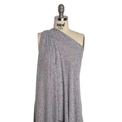 Stretch Rayon and Polyester Brushed Sweater Knit - Heathered Gray - Deadstock