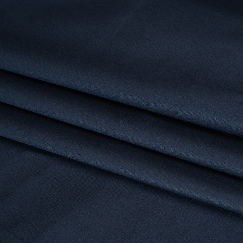 Mercerized Organic Egyptian Cotton Shirting - Dark Navy - Ravello Collection Folded