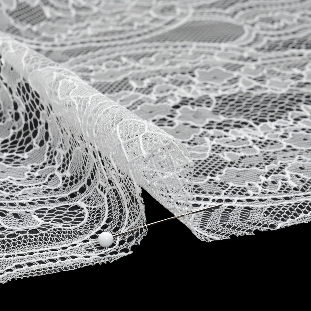 Chantilly Lace - White Floral and Scrollwork - Detail