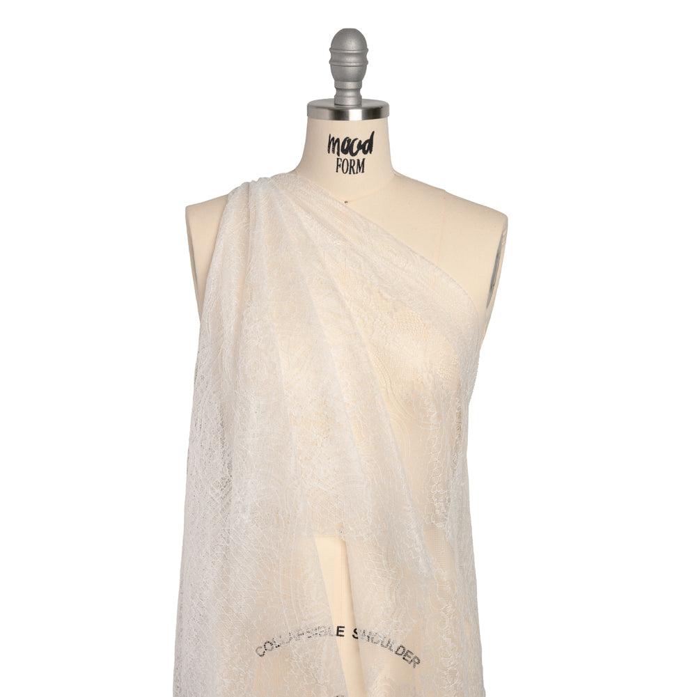 Chantilly Lace - White Floral and Scrollwork - Drape
