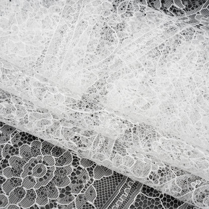 Re-Embroidered Chantilly Lace - White Ornate Floral