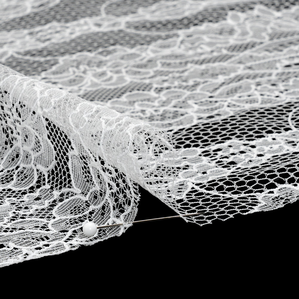 Re-Embroidered Chantilly Lace - White Ornate Floral - Detail