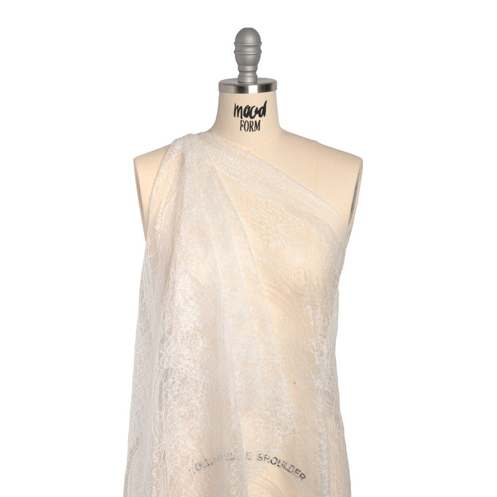 Re-Embroidered Chantilly Lace - White Ornate Floral - Drape