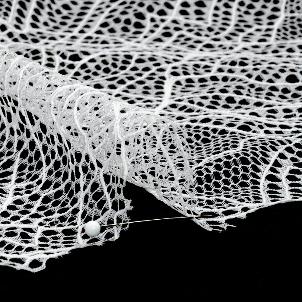Re-Embroidered Lace - White Abstract Net - Detail