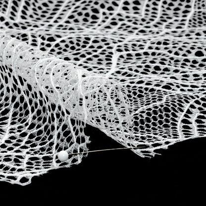 Re-Embroidered Lace - White Abstract Net