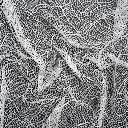 Re-Embroidered Lace - White Abstract Net