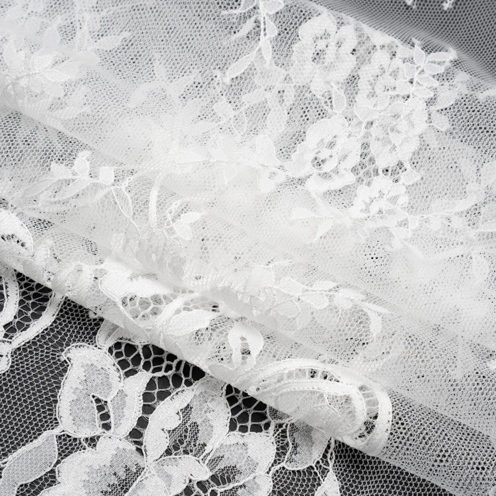 Chantilly Lace - White Floral and Swirl Borders - Folded