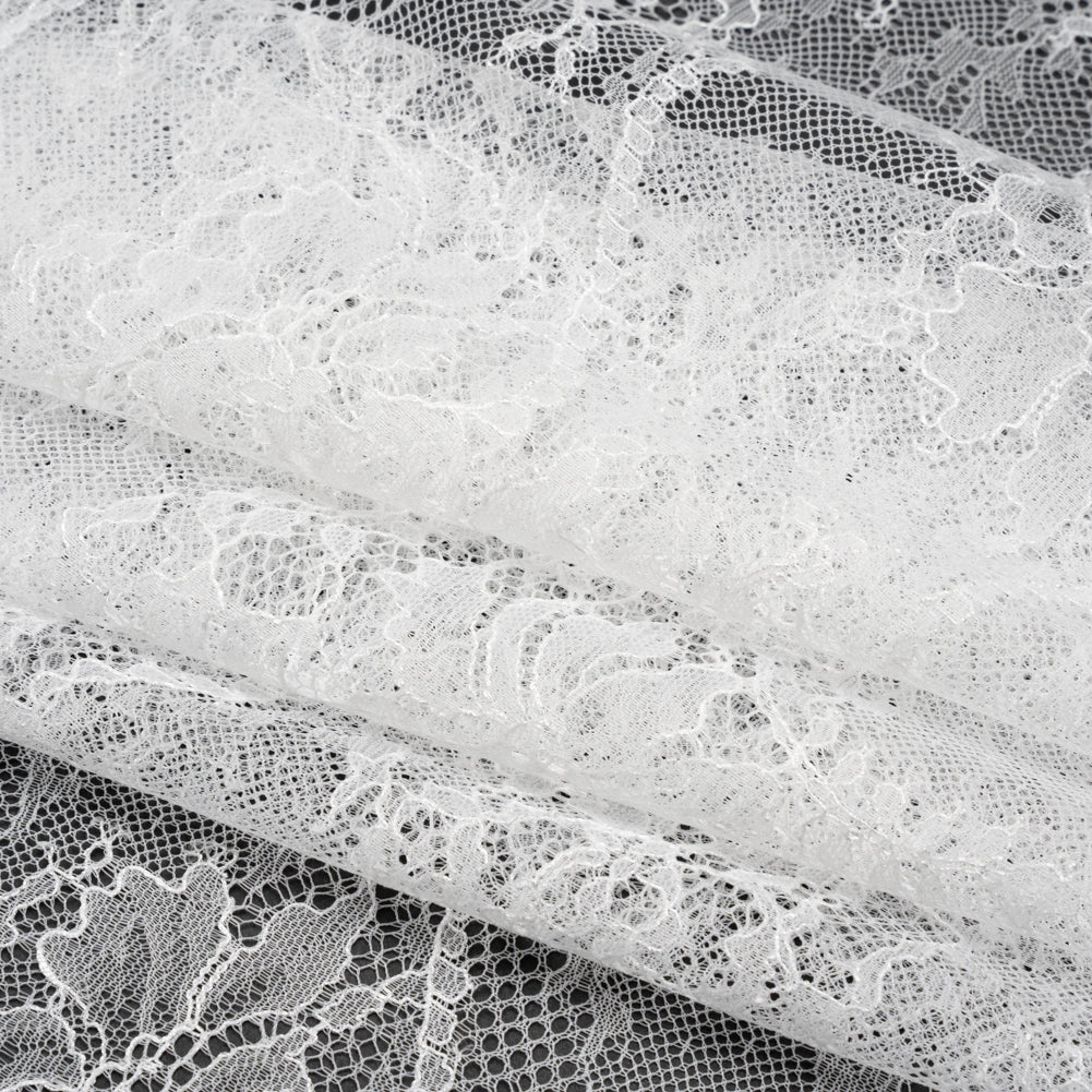 Chantilly Lace - Lustrous White Floral Vines - Folded