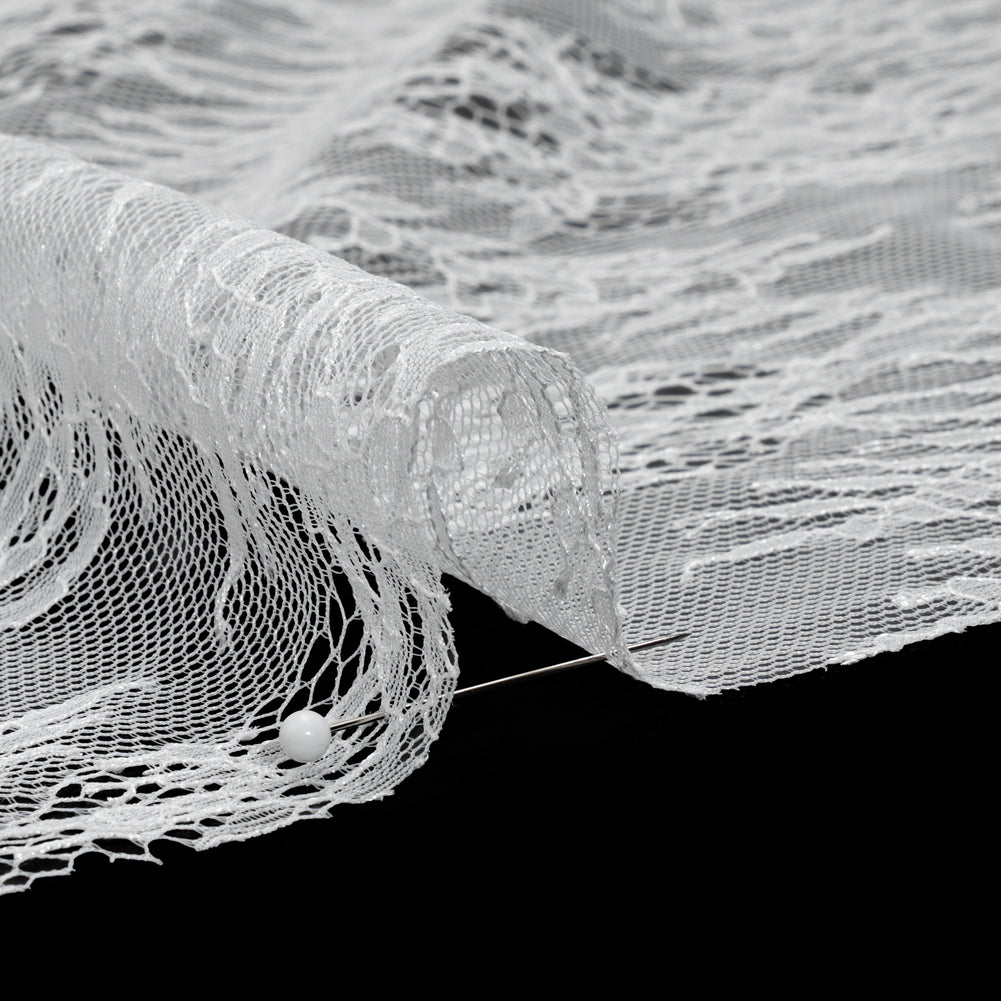 Bridal Lace - Lustrous White Floral Ogees - Detail