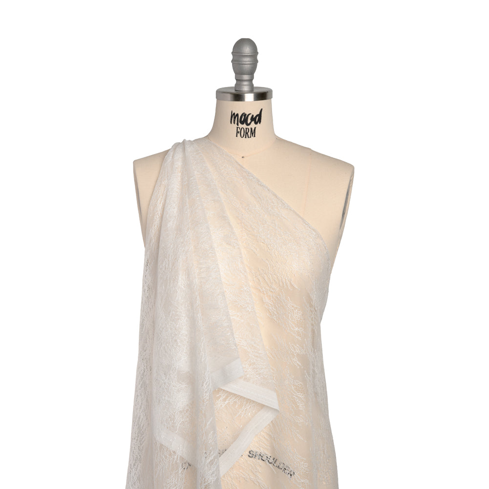 Bridal Lace - Lustrous White Floral Ogees - Drape