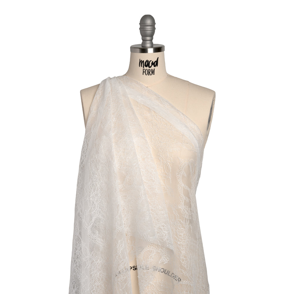 Chantilly Lace - White Floral and Scallops - Drape