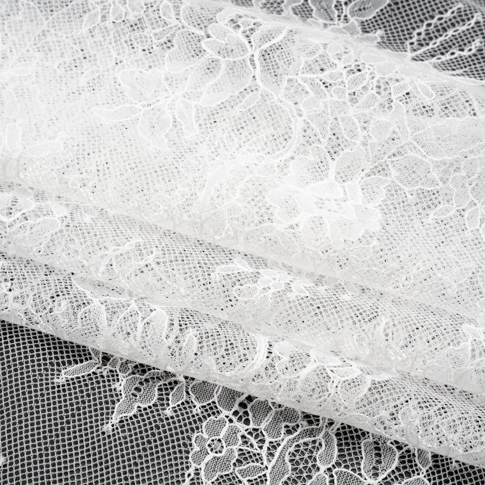 Chantilly Lace - White Flowers on a Net - Folded