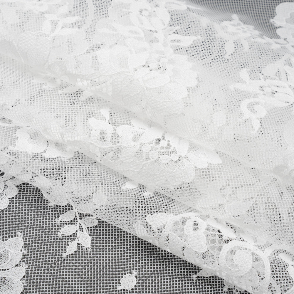 Re-Embroidered Lace - White Flowers and Leaves