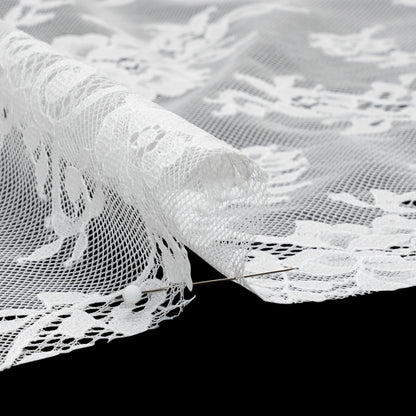 Re-Embroidered Lace - White Flowers and Leaves