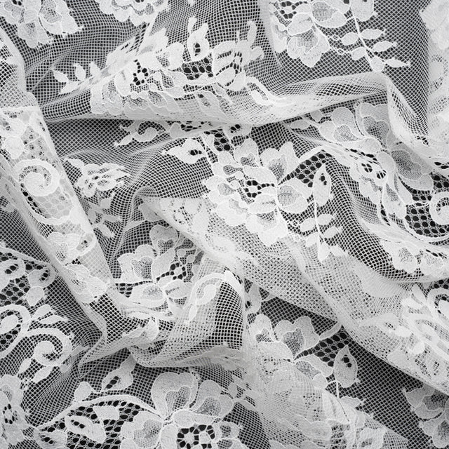 Re-Embroidered Lace - White Flowers and Leaves