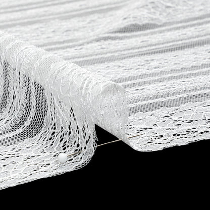 Delicate Lace - Lustrous White Floral and Abstract Stripes