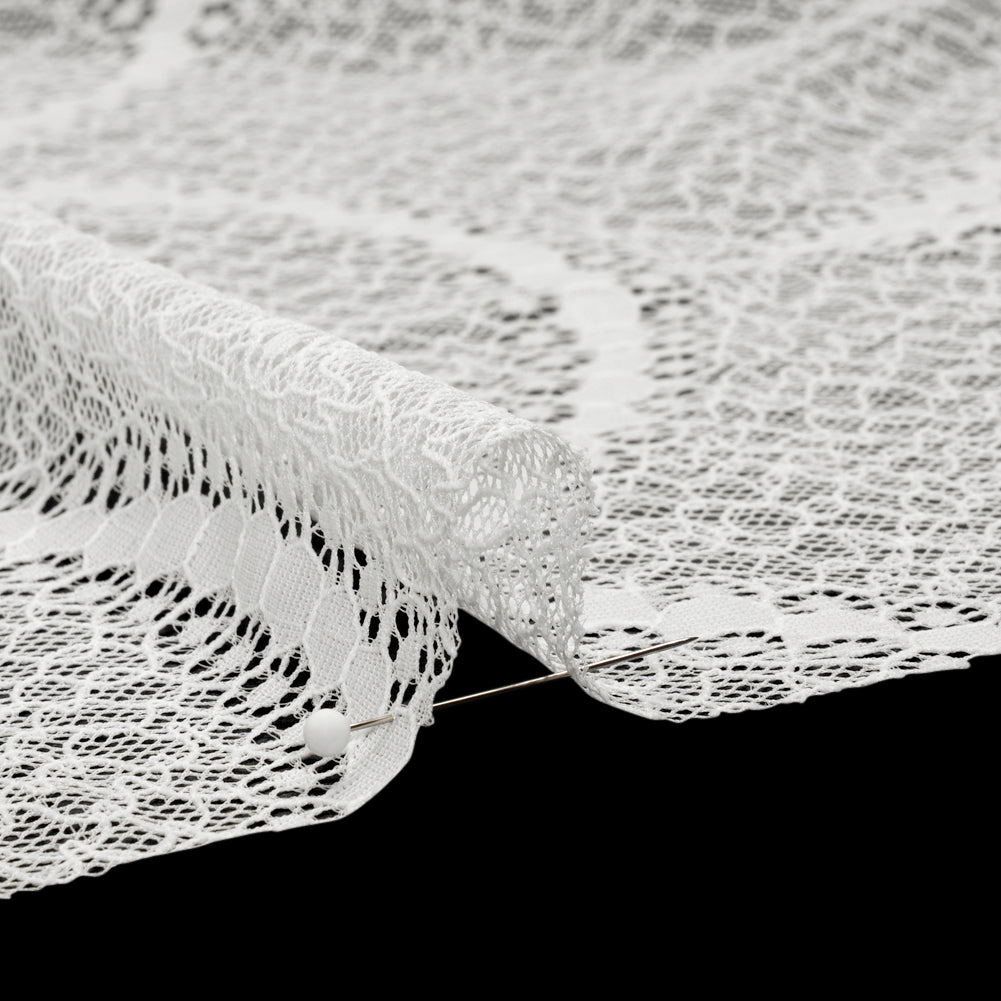 Lace with Finished Edges - White Abstract Scallops