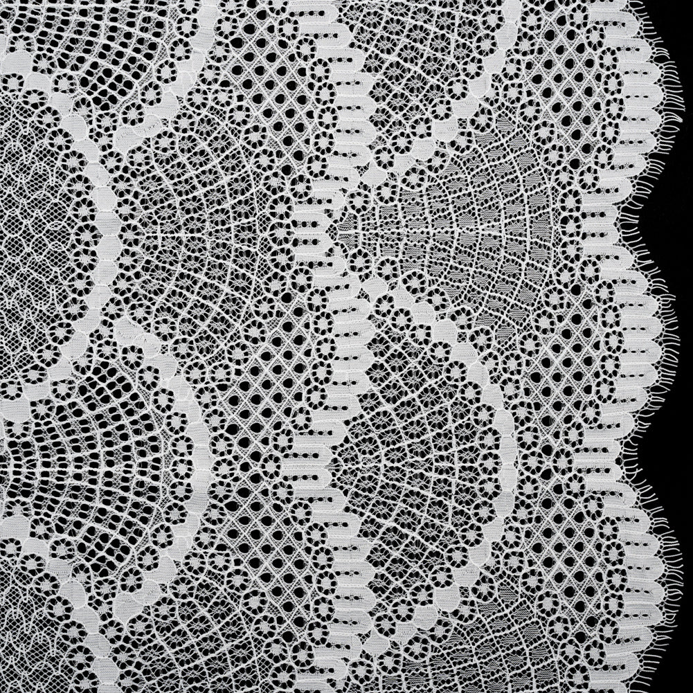 Lace with Finished Edges - White Abstract Scallops