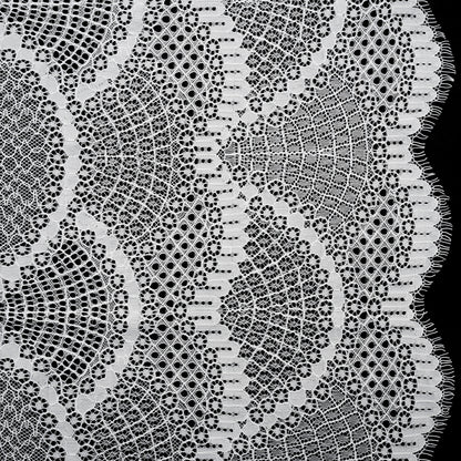 Lace with Finished Edges - White Abstract Scallops