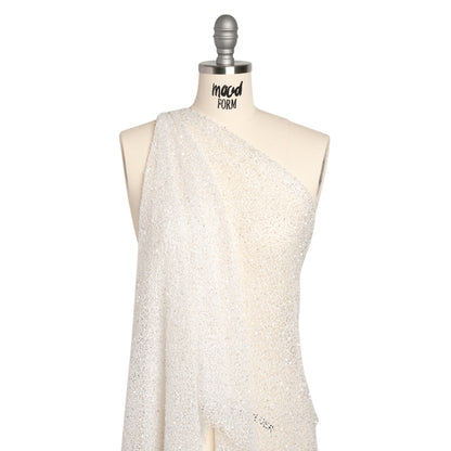 Bridal Lace with Beads and Sequins - White All-Over Abstract Drape