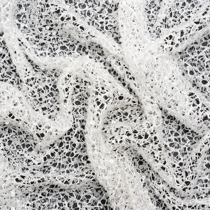 Bridal Lace with Beads and Sequins - White All-Over Abstract