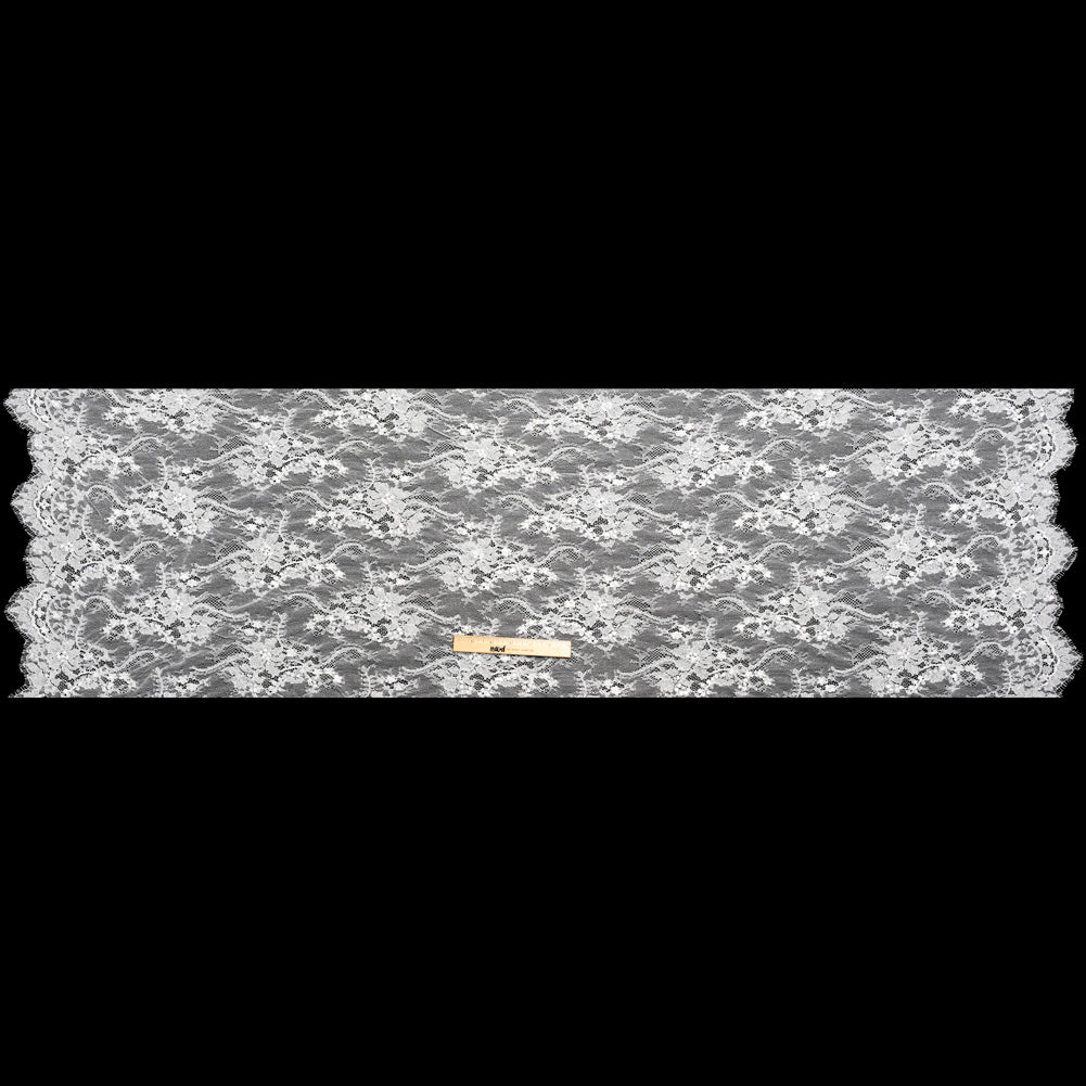 Bridal Lace with Beads, Sequins, and Finished Edges - White Floral Full