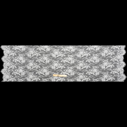 Bridal Lace with Beads, Sequins, and Finished Edges - White Floral Full