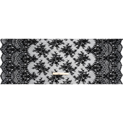 Beaded Lace with Sequin Studs and Finished Edges - Black Fantastical Florals Full