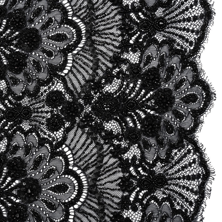 template--25130090922057__main-Beaded Lace with Sequin Studs and Finished Edges - Black Fantastical Florals