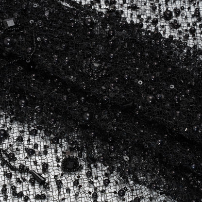 Beaded Novelty Lace - Black Little Charms Folded