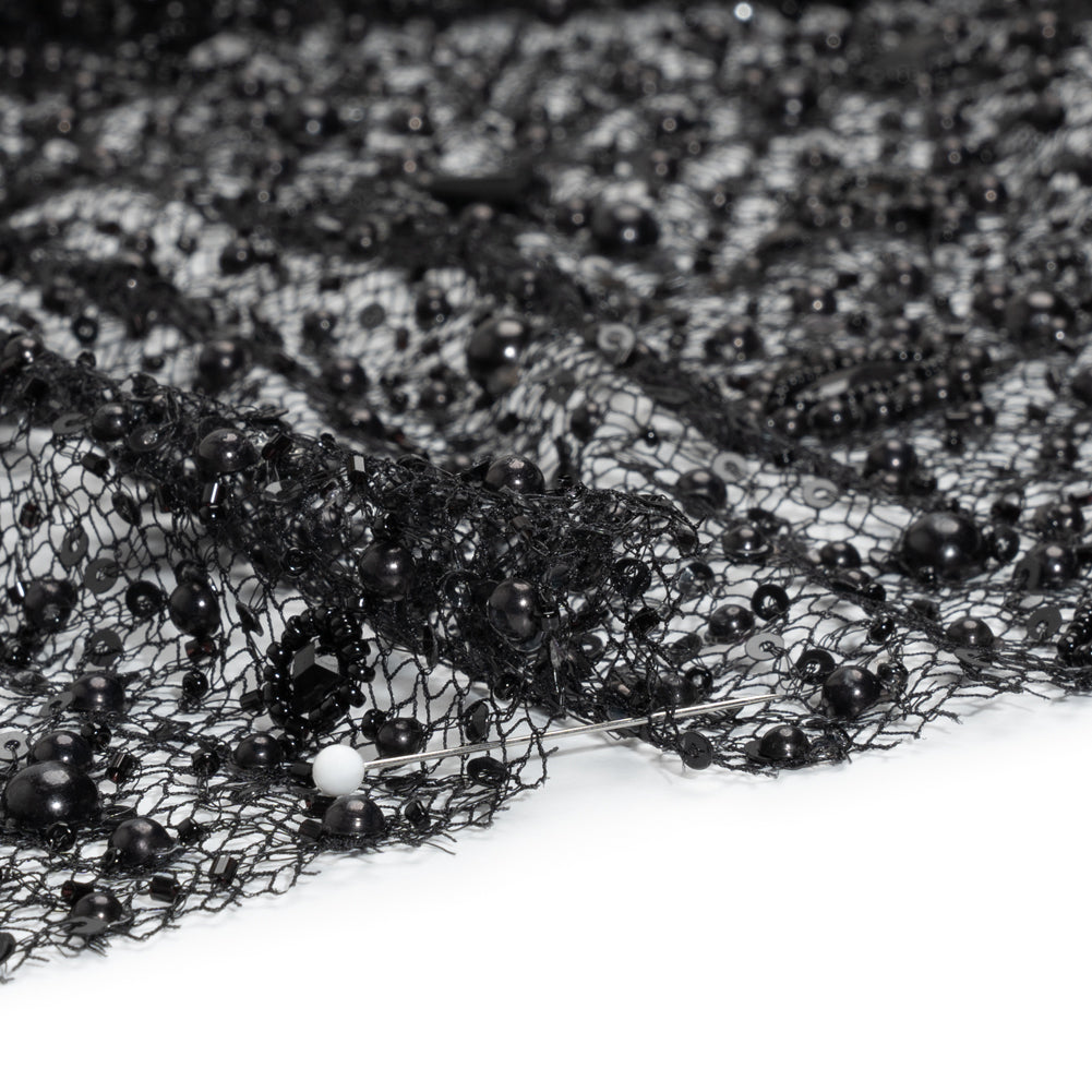 Beaded Novelty Lace - Black Little Charms Detail