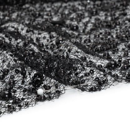 Beaded Novelty Lace - Black Little Charms Detail