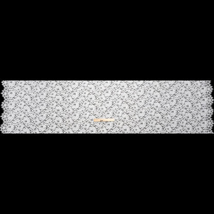 Corded Lace with Beads, Sequins and Finished Edges - Off White Floral Full