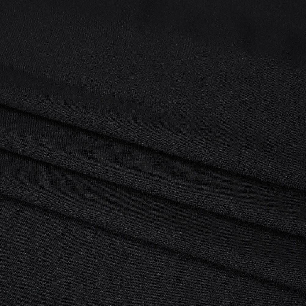 Stretch Recycled Polyester Jersey, Wicking with Odorless Finish - Black Folded