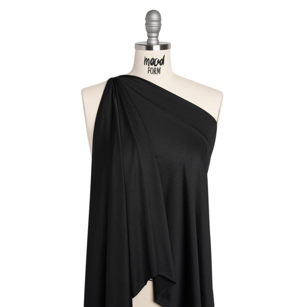 Stretch Recycled Polyester Jersey, Wicking with Odorless Finish - Black Drape