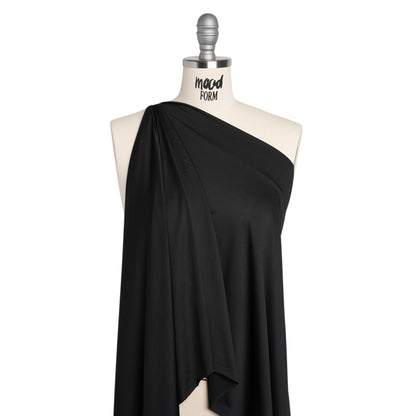 Stretch Recycled Polyester Jersey, Wicking with Odorless Finish - Black Drape