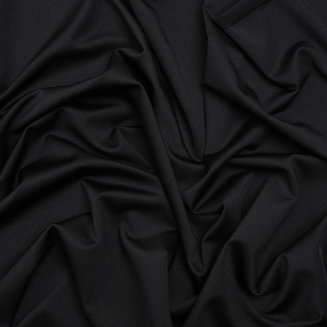 Stretch Recycled Polyester Jersey, Wicking with Odorless Finish - Black