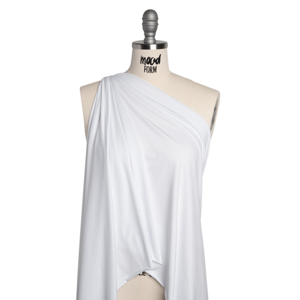 Stretch Recycled Polyester Jersey, Wicking with Odorless Finish - White Drape