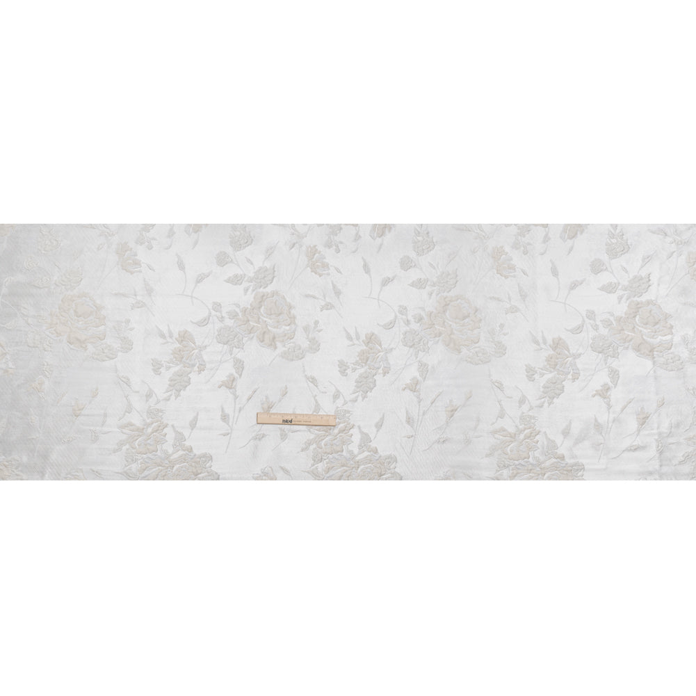 Metallic Luxury Brocade - White Tonal Floral