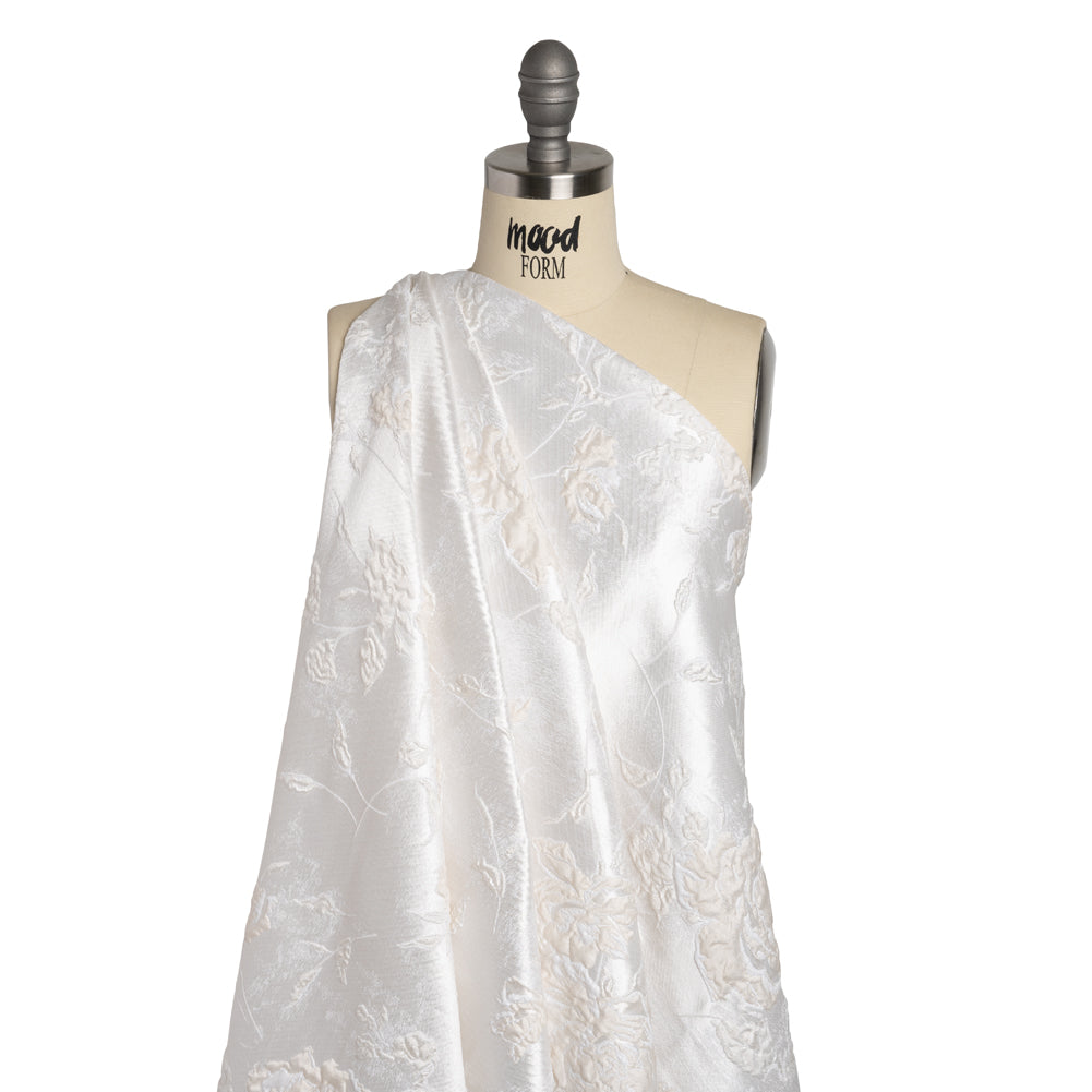 Metallic Luxury Brocade - White Tonal Floral