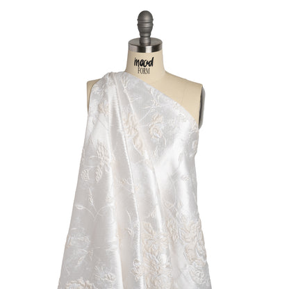 Metallic Luxury Brocade - White Tonal Floral