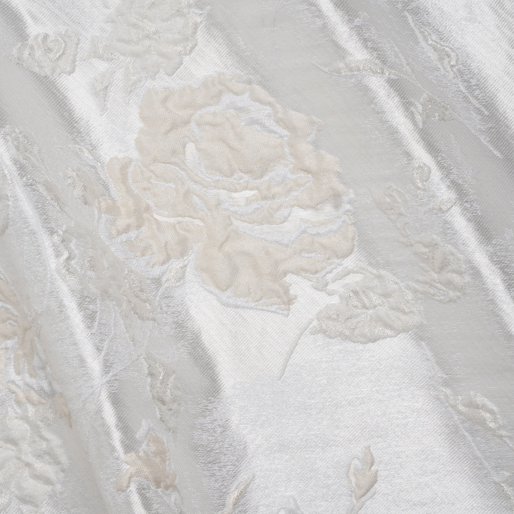 Metallic Luxury Brocade - White Tonal Floral